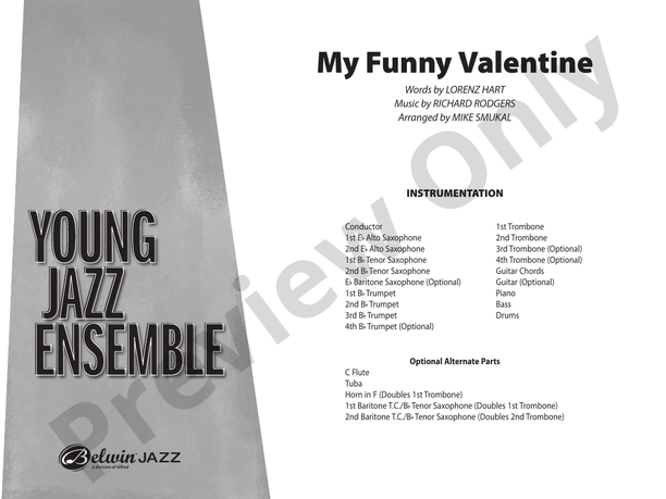 My Funny Valentine - Jazz Ensemble Conductor Score & Parts (Digital Download)