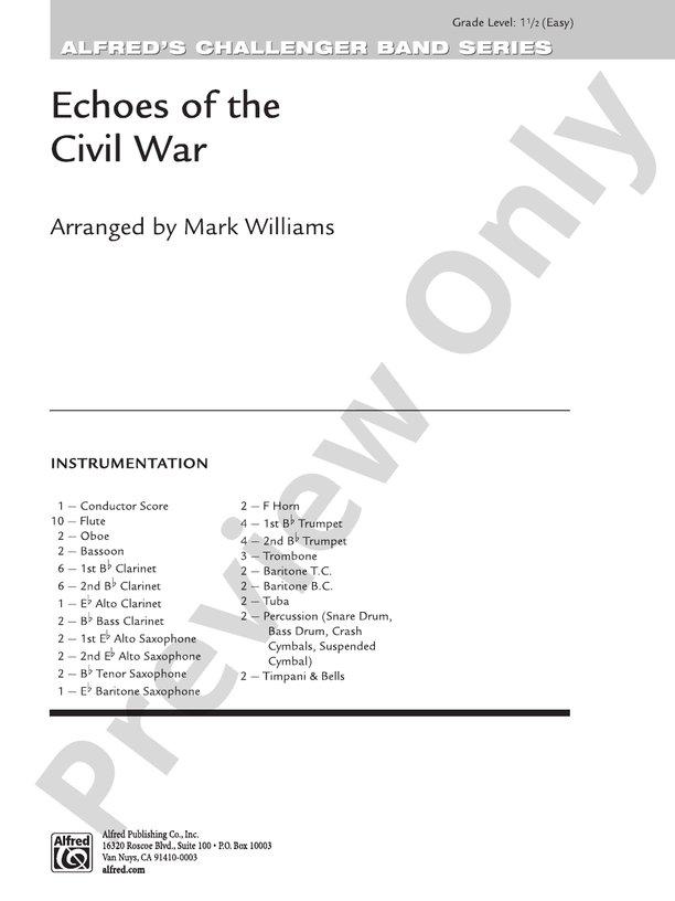 Echoes of the Civil War - Concert Band Conductor Score & Parts (Digital Download)