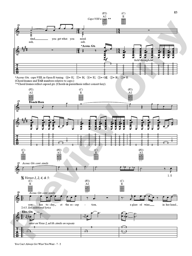 You Can't Always Get What You Want - Guitar TAB (Digital Download)