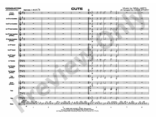 Cute (Grade 1) - Jazz Ensemble Conductor Score & Parts (Digital Download)