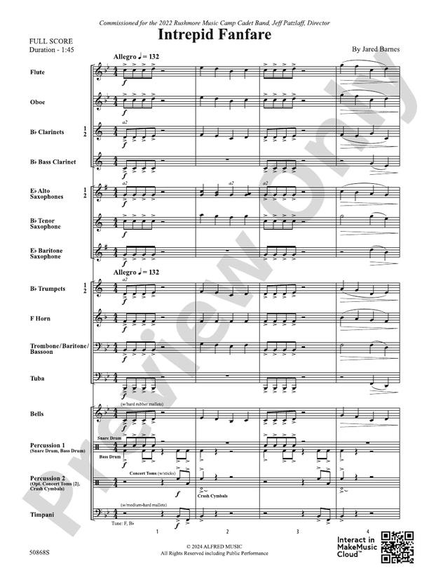 Intrepid Fanfare – Concert Band Conductor Score & Parts
