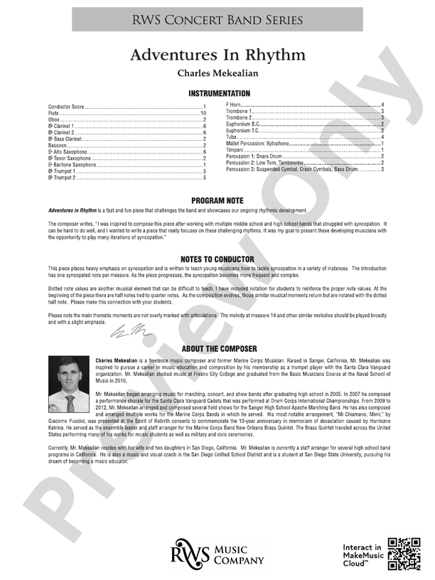 Adventures in Rhythm - Concert Band Conductor Score & Parts(Digital Download)