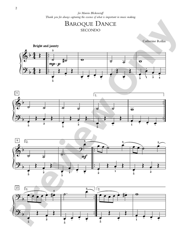 Baroque Dance - 1 Piano, 4 Hands (Digital Download)