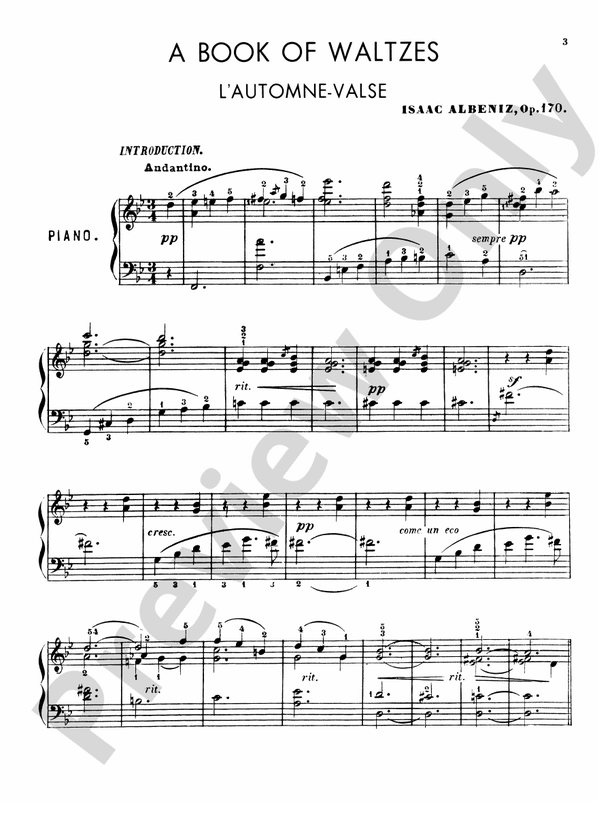 Albeniz - A Book of Waltzes - Piano Solo (Digital Download)