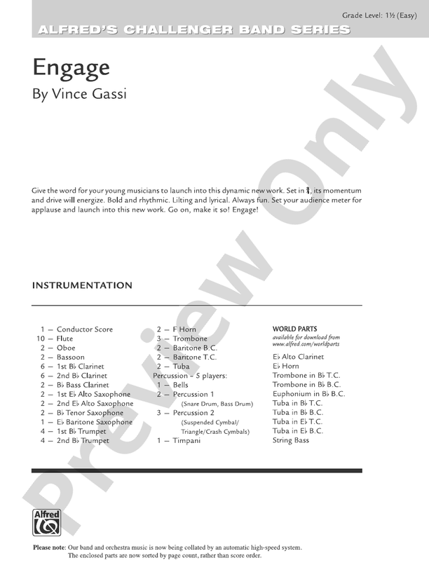 Engage - Concert Band Conductor Score & Parts (Digital Download)