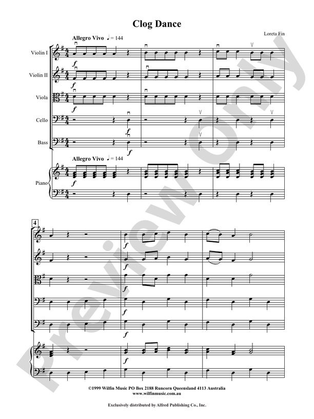 Clog Dance - Loreta Fin – String Orchestra Conductor Score & Parts (Digital Download)
