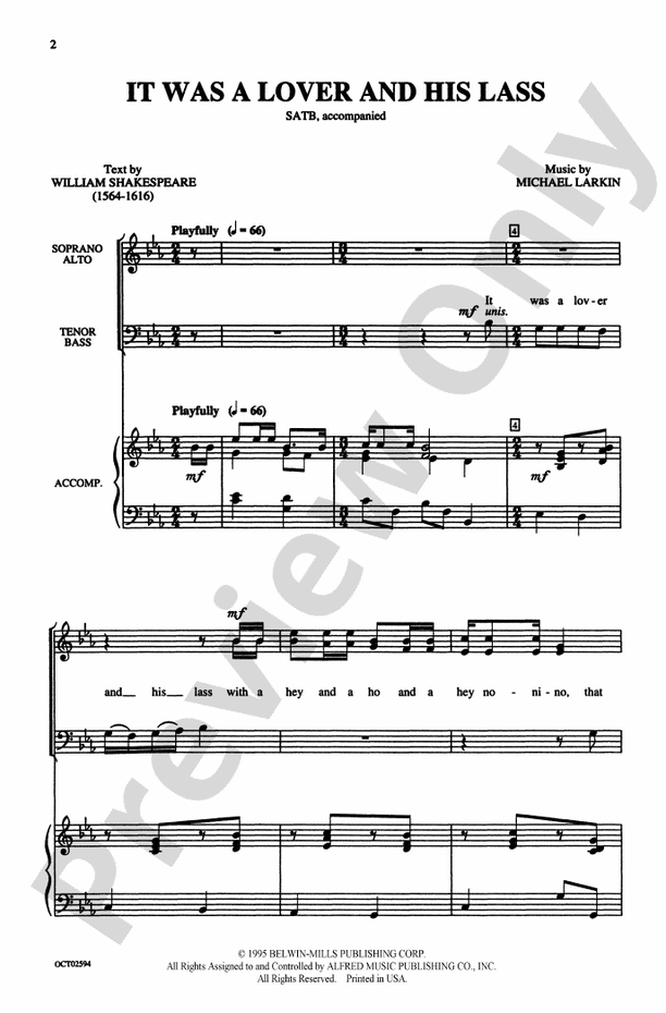 It Was a Lover and His Lass – SATB Choral Octavo (Digital Download)