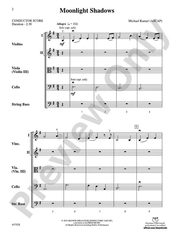 Moonlight Shadows – String Orchestra Conductor Score & Parts (Digital Download)