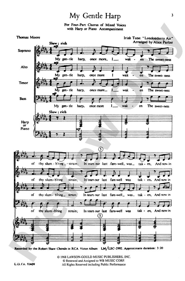 My Gentle Harp – SATB Choral Octavo (Digital Download)