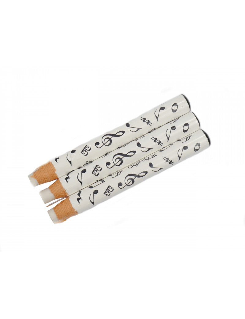 Eraser Pencil White with Black Notes and Clefs