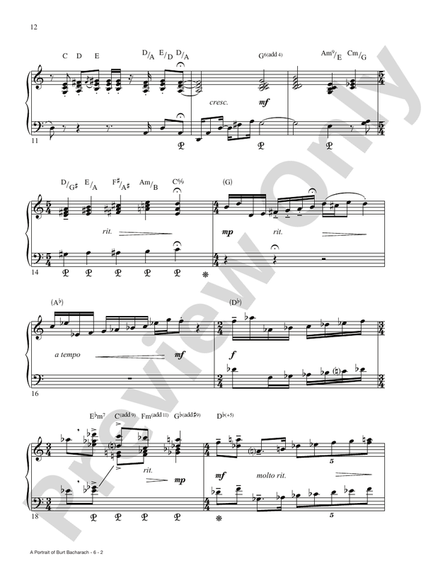 A Portrait of Burt Bacharach - Piano (Digital Download)