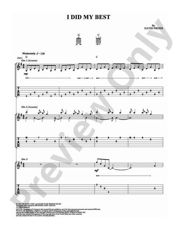 I Did My Best - Guitar TAB (Digital Download)
