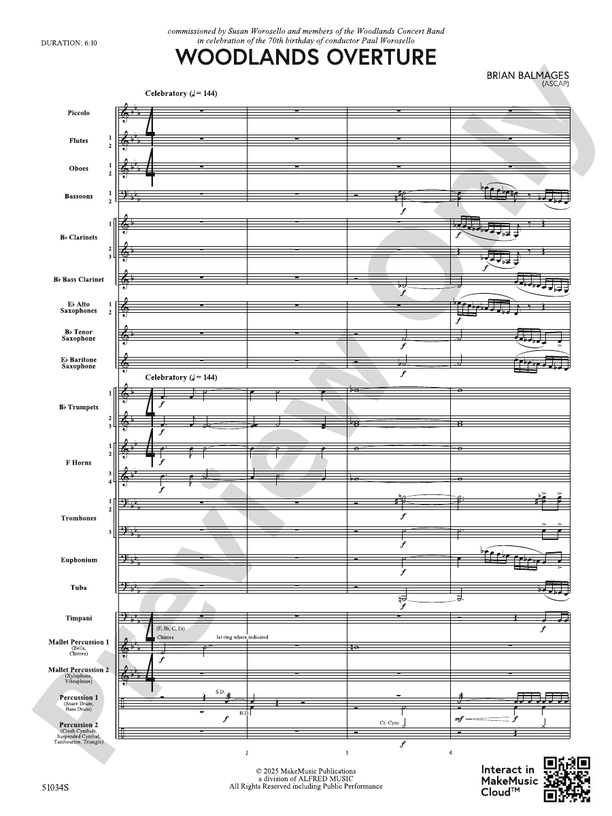 Woodlands Overture - Concert Band Conductor Score & Parts(Digital Download)