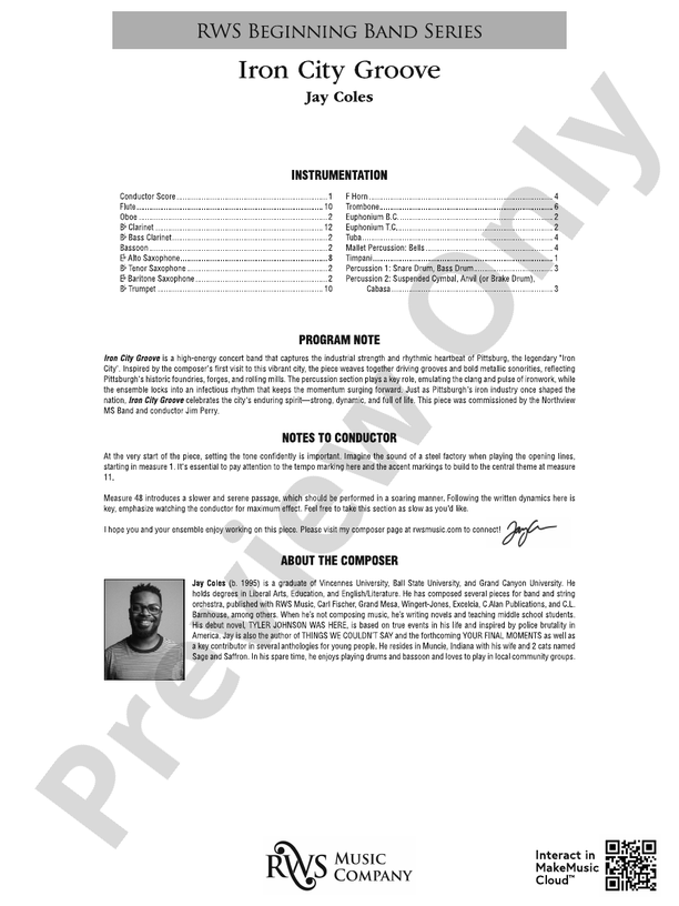 Iron City Groove - Concert Band Conductor Score & Parts(Digital Download)