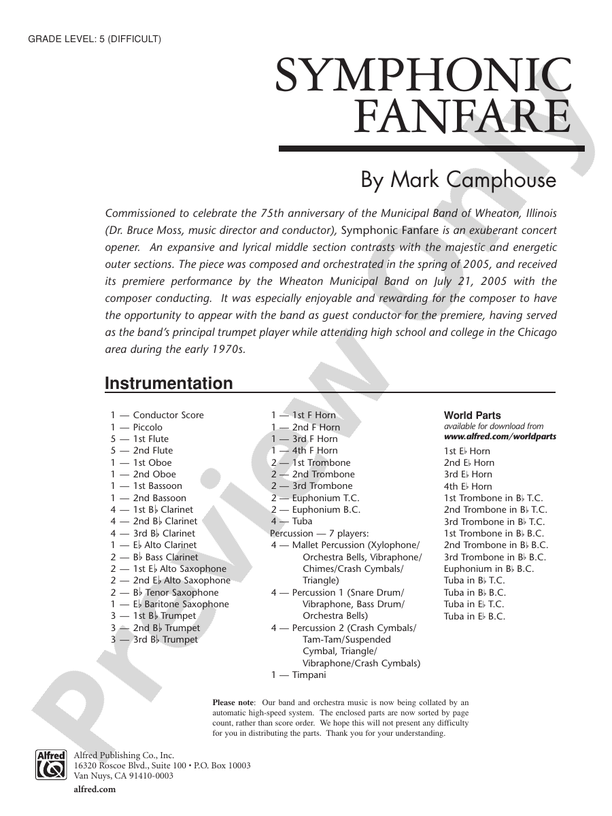 Symphonic Fanfare - Concert Band Conductor Score & Parts (Digital Download)