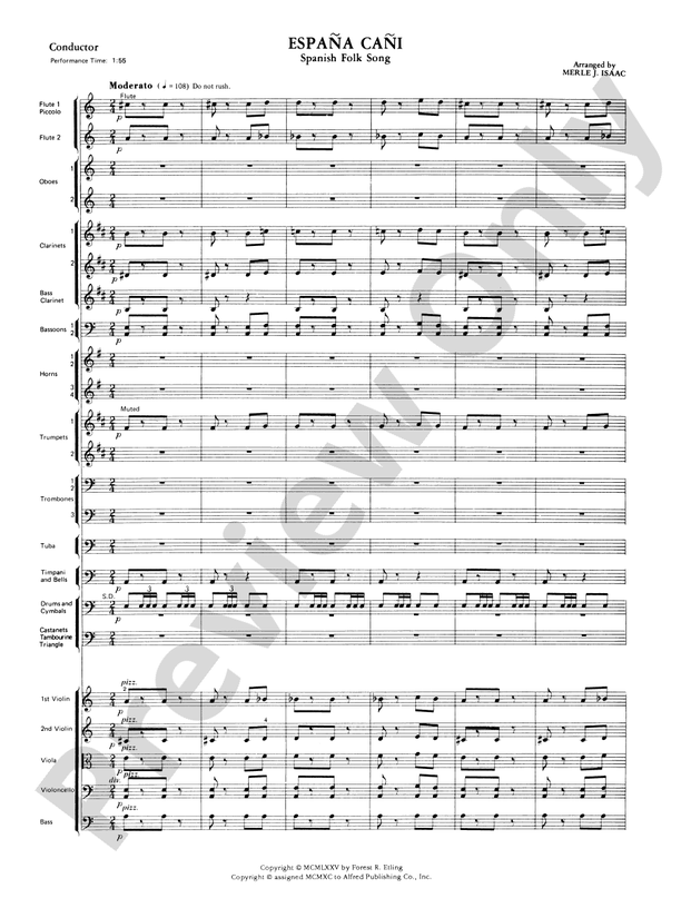 España Cañi – Full Orchestra Conductor Score & Parts (Digital Download)