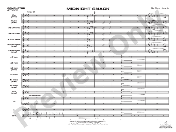 Midnight Snack – Jazz Ensemble Conductor Score & Parts (Digital Download)
