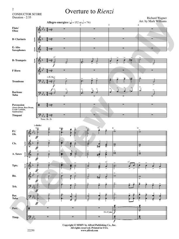 Overture to Rienzi - Concert Band Conductor Score & Parts (Digital Download)