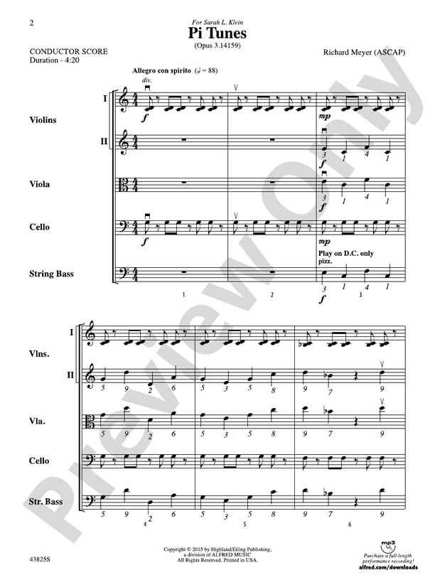 Pi Tunes – String Orchestra Conductor Score & Parts (Digital Download)