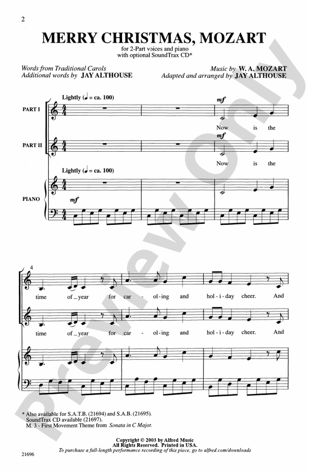 Merry Christmas, Mozart – 2-Part Choral Octavo (Digital Download)