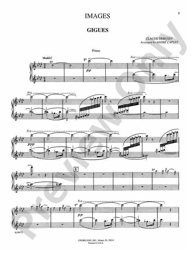 Debussy - Images (Volume I) (Transcr. Caplet) - 1 Piano, 4 Hands (Digital Download)