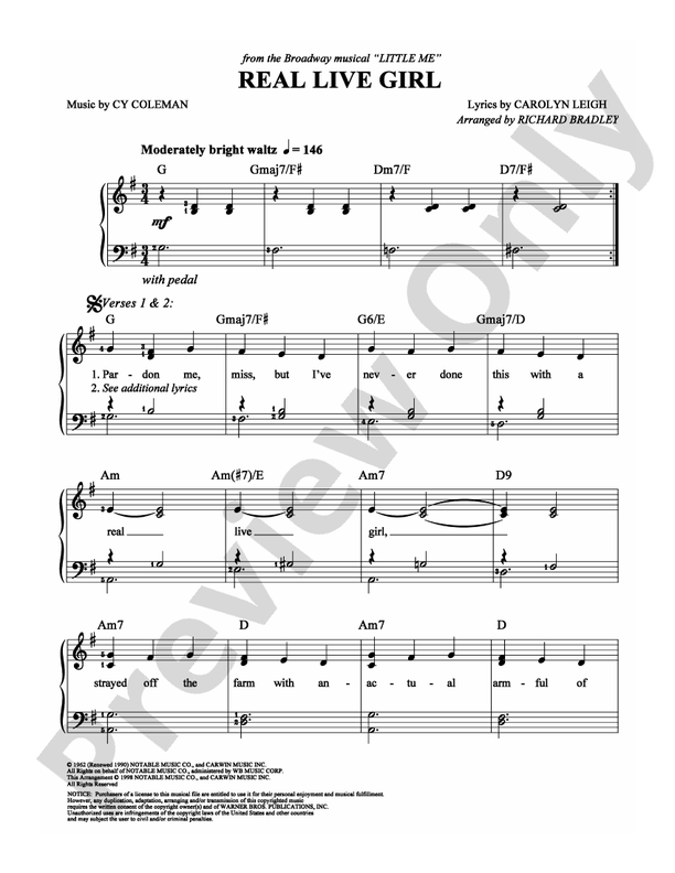 Real Live Girl - Arr. Richard Bradley - Easy Piano (Digital Download)