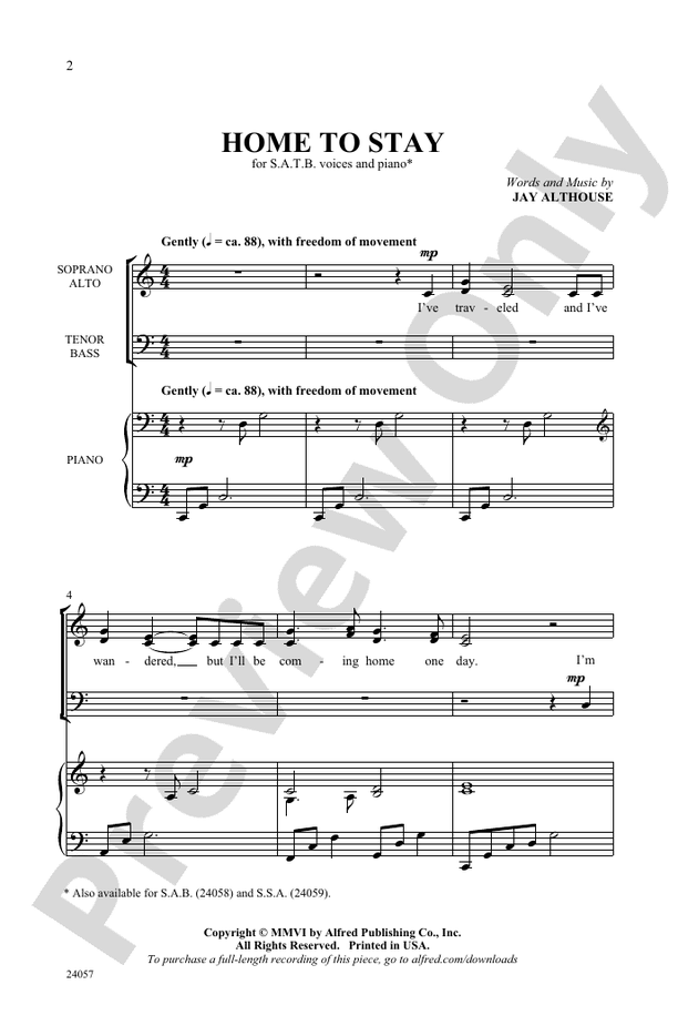 Home to Stay – SATB Choral Octavo (Digital Download)