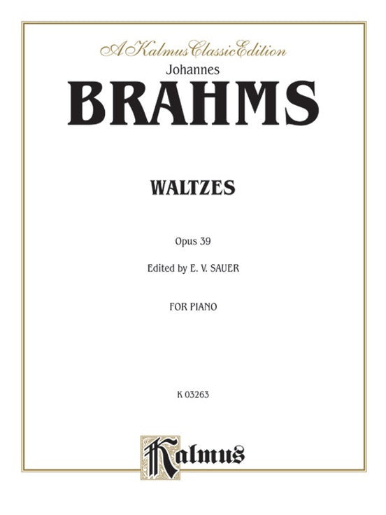 Brahms - Waltzes, Op. 39 - Piano Solo (Digital Download)