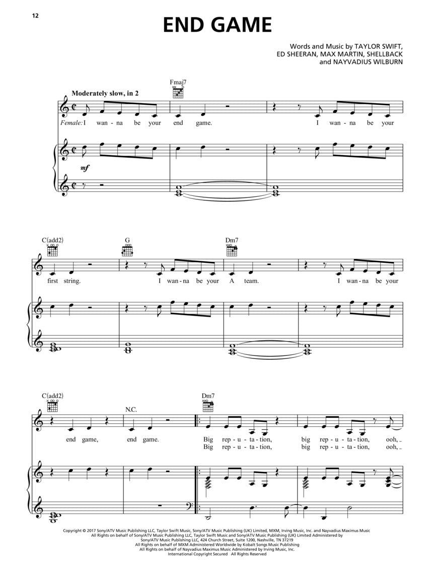 Taylor Swift - Reputation - PVG Hal Leonard 262694