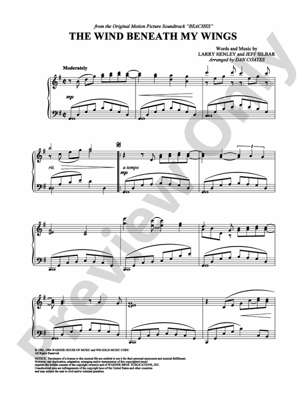 The Wind Beneath My Wings - DSM-PS-0009012 - Piano (Digital Download)