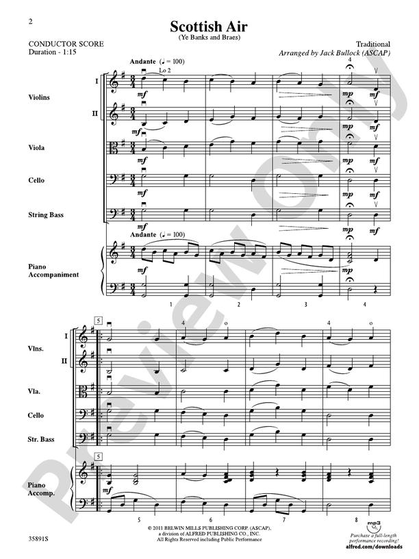 Scottish Air – String Orchestra Conductor Score & Parts (Digital Download)