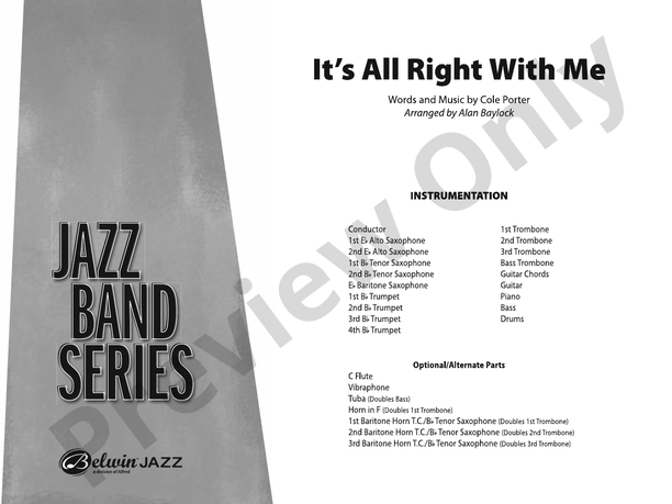 It's All Right with Me – Jazz Ensemble Conductor Score & Parts (Digital Download)