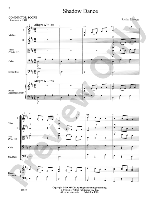 Shadow Dance – String Orchestra Conductor Score & Parts (Digital Download)