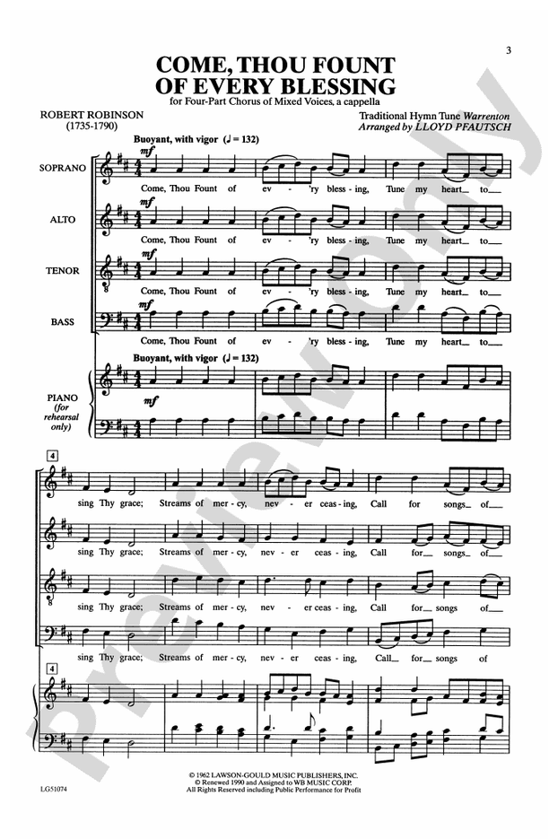 Come Thou Fount of Every Blessing – SATB Choral Octavo (Digital Download)