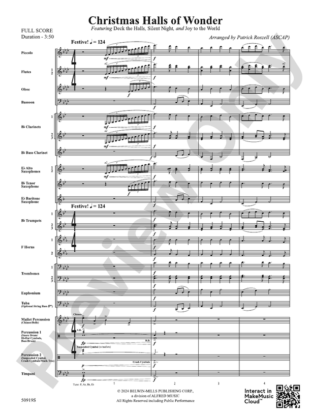 Christmas Halls of Wonder – Concert Band Conductor Score & Parts (Digital Download)