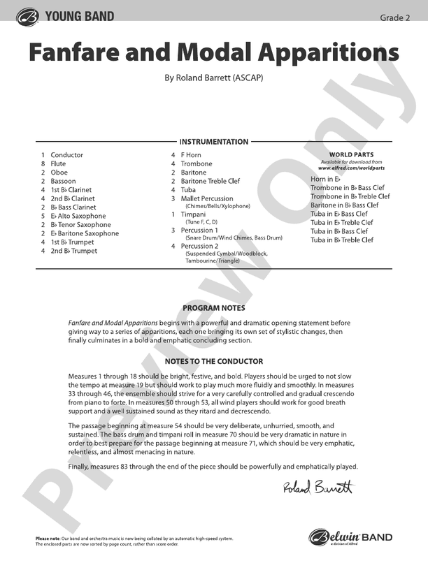 Fanfare and Modal Apparitions - Concert Band Conductor Score & Parts (Digital Download)