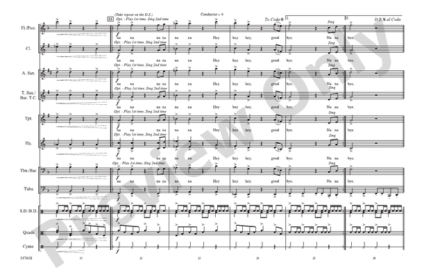 Na Na Hey Hey Kiss Him Goodbye (Arr. Jerry Burns) – Marching Band Conductor Score & Parts (Digital Download)