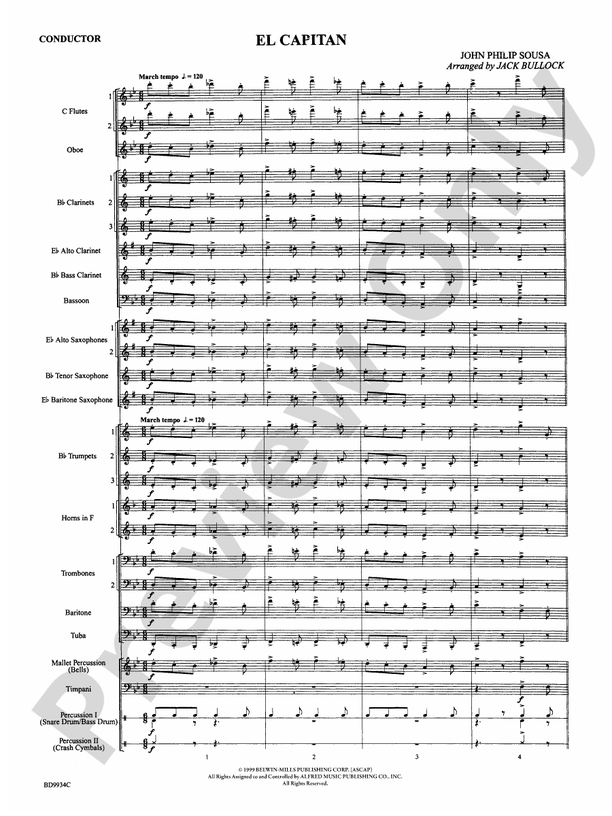 El Capitan (Grade 3) - Concert Band Conductor Score & Parts (Digital Download)