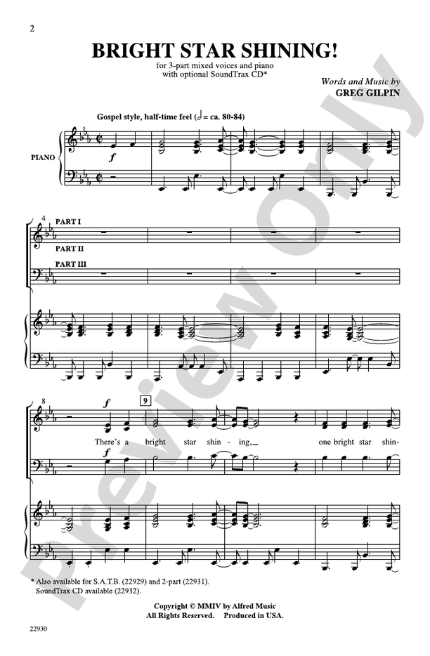 Bright Star Shining! – 3-Part Choral Octavo (Digital Download)