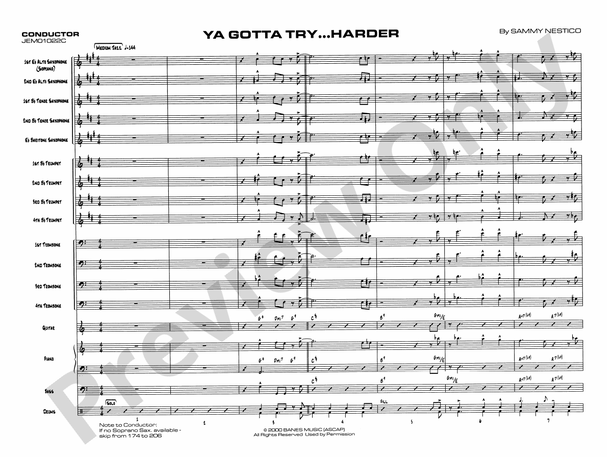 Ya Gotta Try ... Harder - Jazz Ensemble Conductor Score & Parts (Digital Download)
