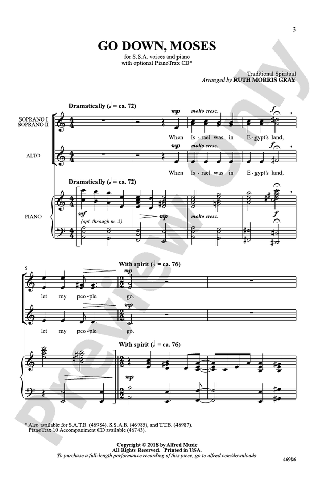 Go Down, Moses – SSA Choral Octavo (Digital Download)