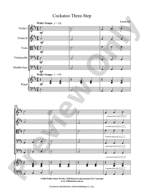 Cockatoo Three Step - Loreta Fin – String Orchestra Conductor Score & Parts (Digital Download)