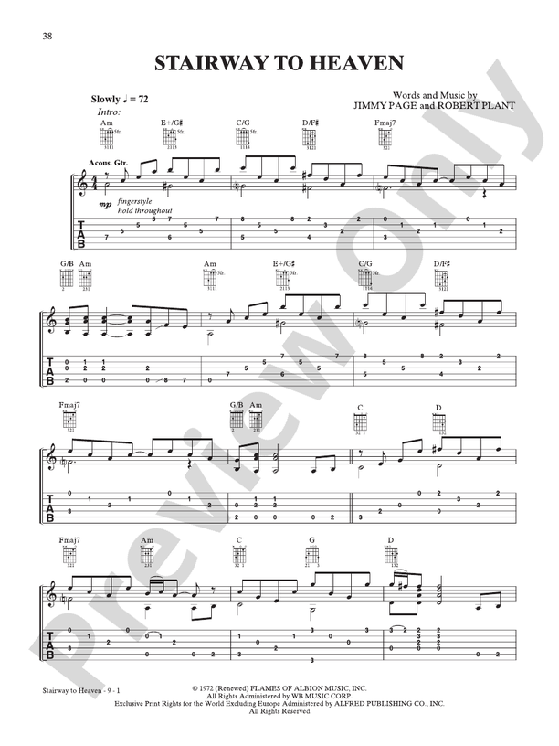 Stairway to Heaven - Interm./Easy Guitar TAB (Digital Download)