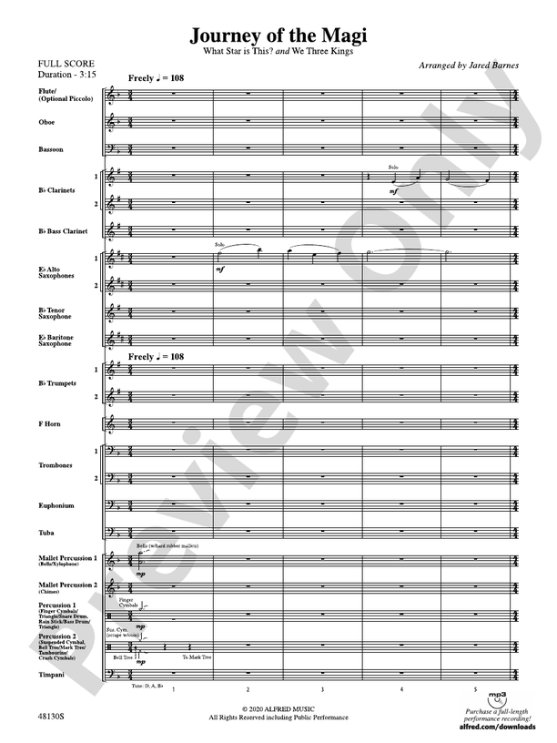 Journey of the Magi (Grade 2.5) - Concert Band Conductor Score & Parts (Digital Download)