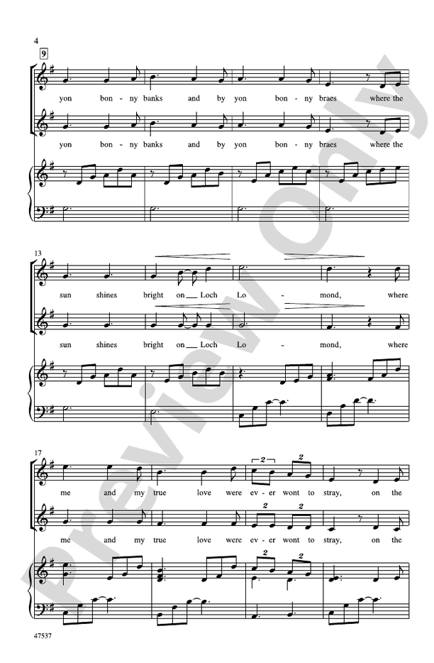 Loch Lomond – SSA Choral Octavo (Digital Download)