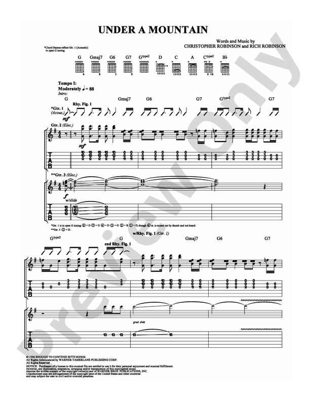 Under A Mountain - Guitar TAB (Digital Download)