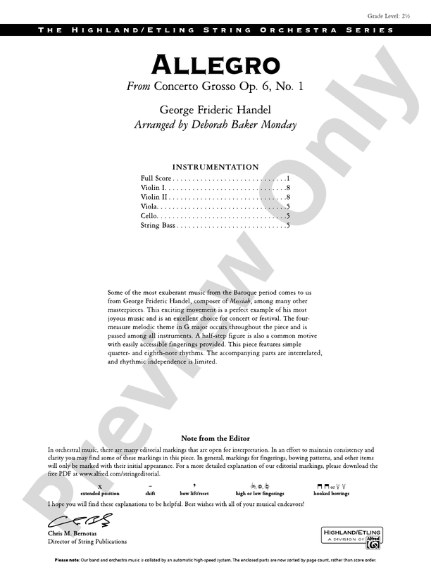 Allegro (Grade 2.5) - String Orchestra Conductor Score & Parts (Digital Download)