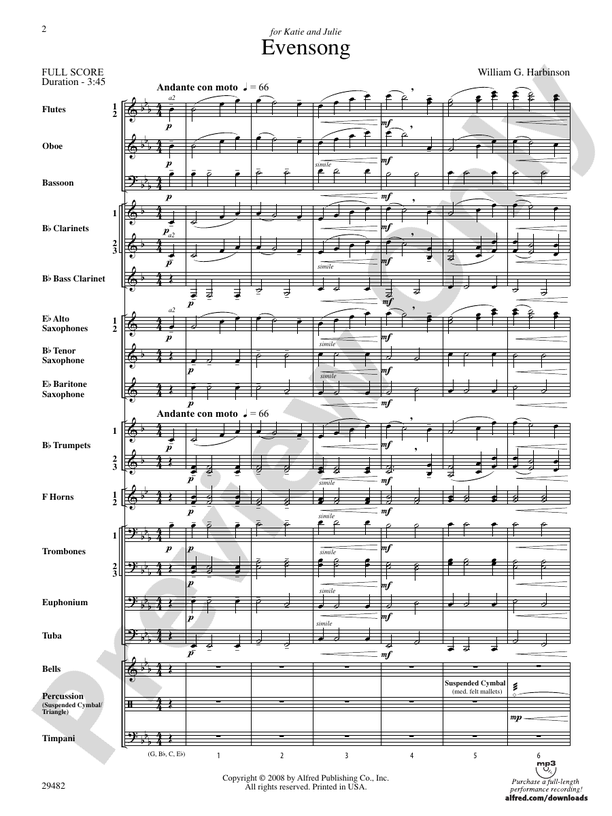 Evensong - Concert Band Conductor Score & Parts (Digital Download)