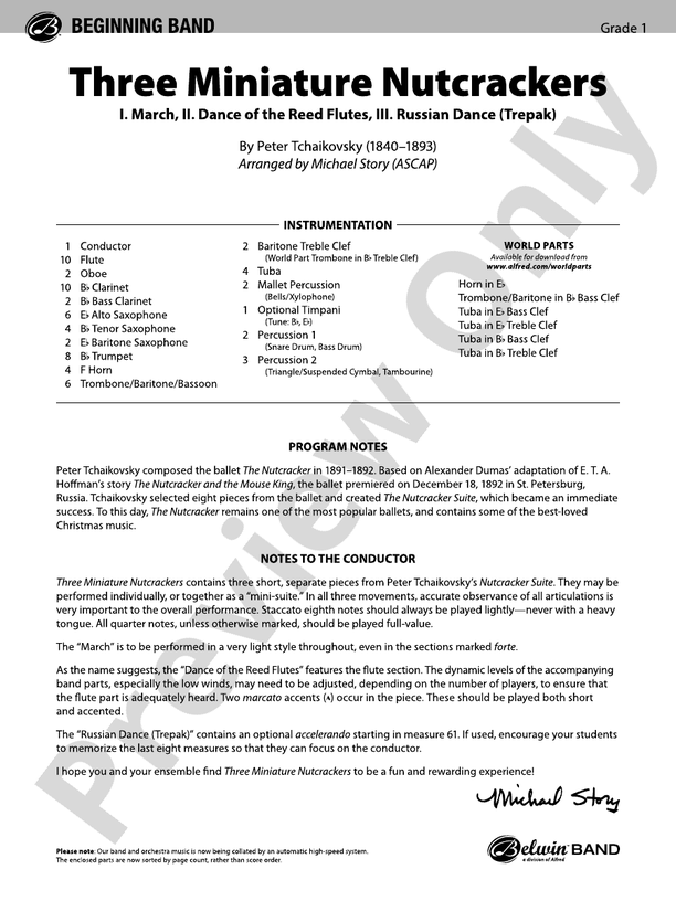 Three Miniature Nutcrackers - Concert Band Conductor Score & Parts (Digital Download)