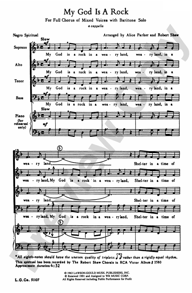 My God Is a Rock - Arr. Shaw/Parker – SATB Choral Octavo (Digital Download)